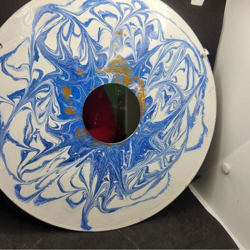 Hand Crafted Colorful Mirror Fluid Art Painting On 12